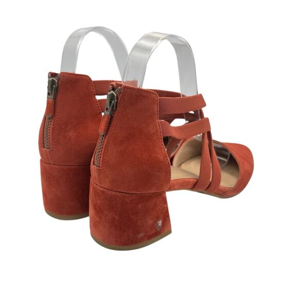 Eileen Fisher Rust Suede Strappy Heels - Picture 4 of 12